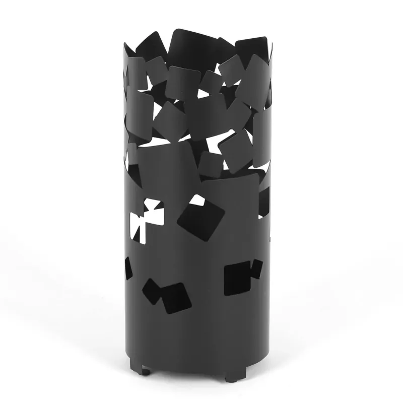 Saldi Portaombrelli design moderno Struttura in metallo tagliata al laser MATERIA Dimensioni 25x25xh 57 cm con piedini rialzati e vaschetta raccogli acqua colore Nero Ceart