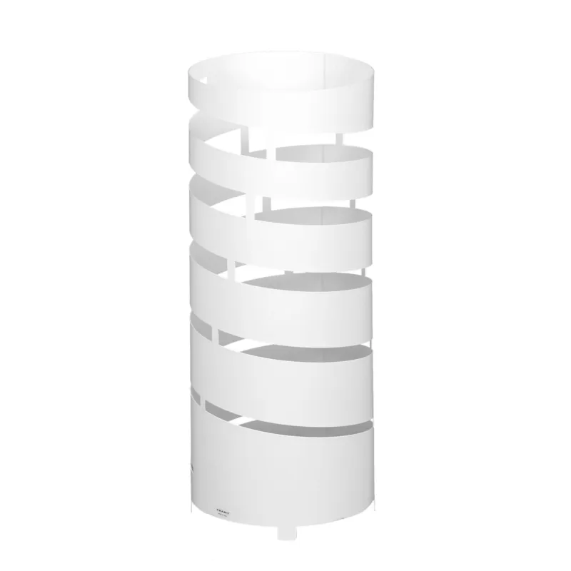 Promo Stagionale Porta ombrelli design moderno Struttura in metallo tagliata al laser POP SPIRALE Dimensioni 20xh 49 cm con piedini rialzati e vaschetta raccogli acqua Colore Bianco Ceart