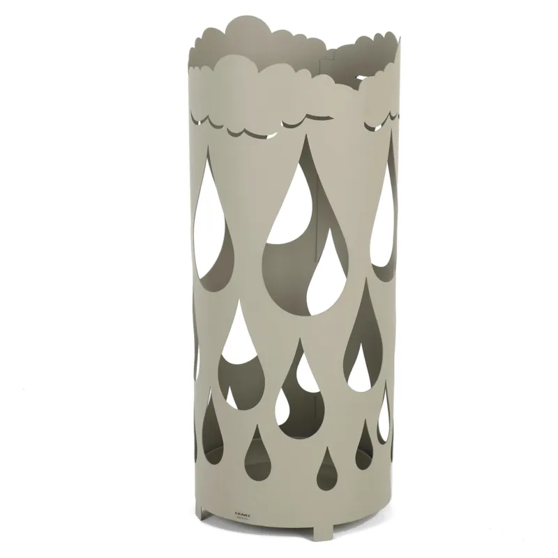 Porta ombrelli design moderno Struttura in metallo tagliata al laser POP GOCCIA Dimensioni 20xh 49 cm con piedini rialzati e vaschetta raccogli acqua Colore Tortora Pastello Ceart Miglior Prezzo