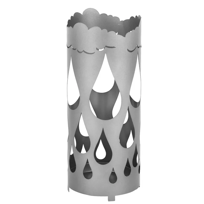 Porta ombrelli design moderno Struttura in metallo tagliata al laser POP GOCCIA Dimensioni 20xh 49 cm con piedini rialzati e vaschetta raccogli acqua Colore Ghisa Metallizzato Ceart Prezzo Conveniente