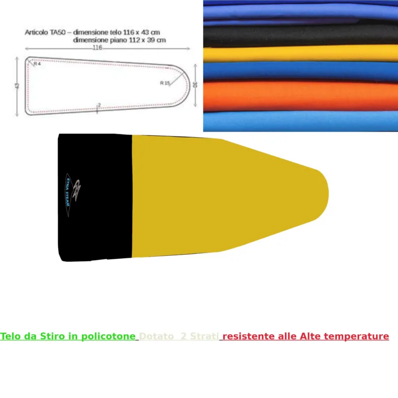 Copriasse per assi da stiro x ASSI Termoaspirati BIELLE 116x43 cm per assi da Stiro con piano 112x39 cm , tessuto con imbottitura 600 gr Giallo Etna Steam Offerta Limitata
