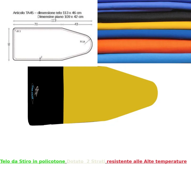 Copriasse per assi da stiro X Assi COMAPACT EUROMETALNOVA a 113x46 cm per assi da Stiro con piano 109x42, tessuto con imbottitura 600 gr giallo Etna Steam Promozione