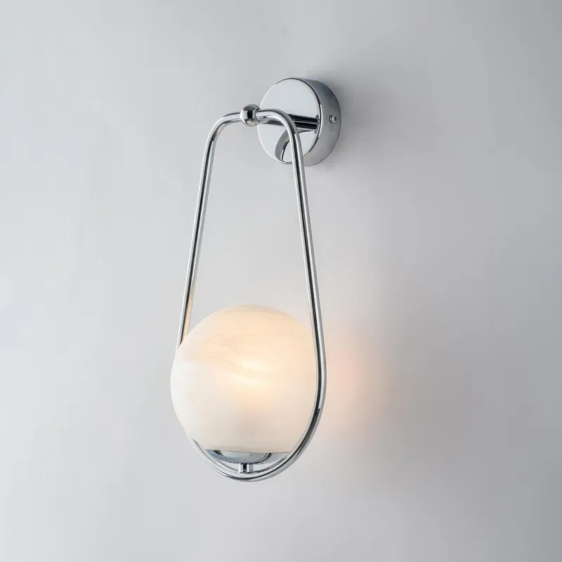 Applique Afrodite in Ferro Cromato, 16x19xH36 cm, Cromo Lucido, 1xE14 - 42 Watt Max Bonetti Illumina Bestseller