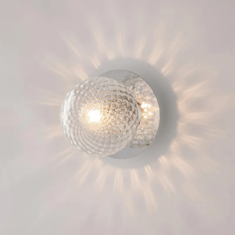 Applique Armonia in Ferro Cromo Lucido, 17x17xh17 cm, 1xE14 - 42 Watt Max, Cromo Lucido Bonetti Illumina Nuova Collezione
