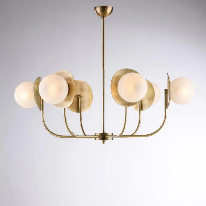 Sospensione Selene in Ferro Bronzato Spazzolato, Ø92xH55-80 cm, 6 Luci E14 - 42W Max, Colore Bronzato Bonetti Illumina Occasione Imperdibile