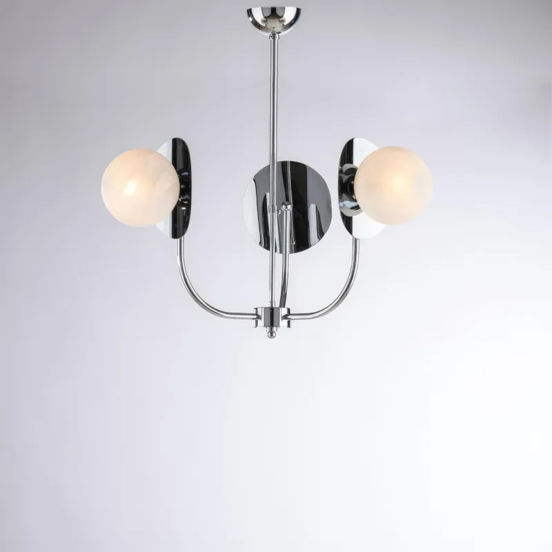 Sospensione Selene in Ferro Cromo Lucido, 3 Luci, Ø52xH55-80 cm, Colore Cromo Lucido Bonetti Illumina Solo Oggi
