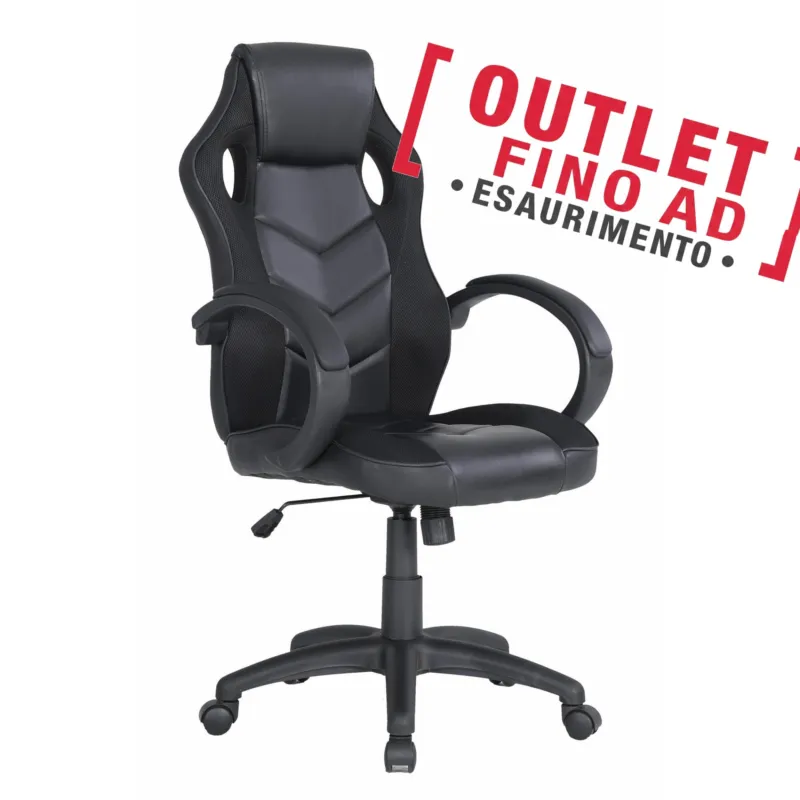 Occasione Imperdibile Poltrona Gaming modello LAS VERGAS gioco, computer ufficio in similpelle 61 x 66 x h. 106/116 Colore nero Archimede System