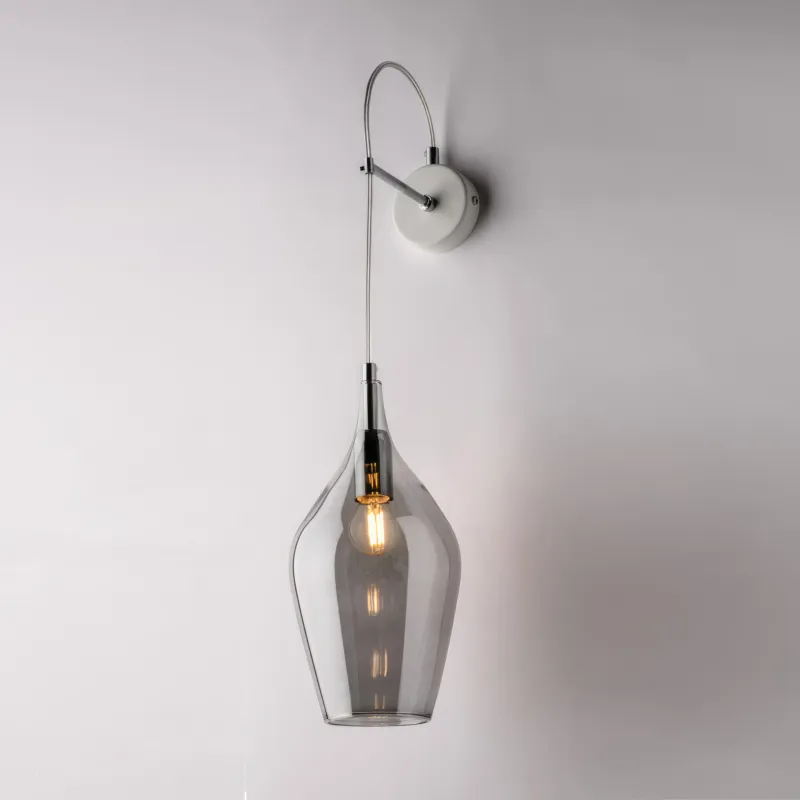 Applique Ares in Ferro con Vetro Grigio Pyrex, 60x14x21 cm, 1xE14 - 42 Watt Max, Colore Grigio Bonetti Illumina Prezzo Di Fabbrica