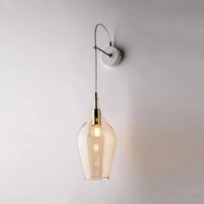 Applique Ares in Ferro con Vetro Ambra Pyrex, 60x14x21 cm, Colore Ambra, 1xE14 - 42 Watt Max Bonetti Illumina Ordina Subito