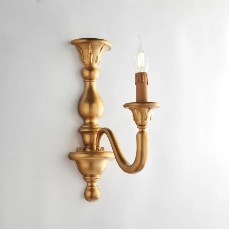 Super Prezzo Applique Lucca in Legno Oro Antico 41x13x26 cm, 1xE14 - 42 Watt Max, Oro Antico Bonetti Illumina