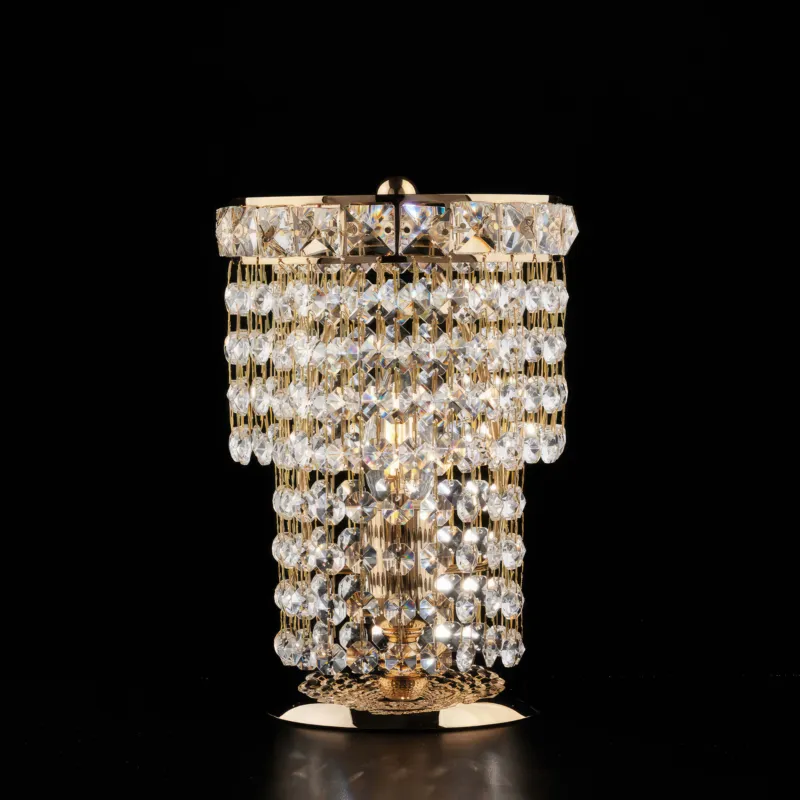 Offerta Lumetto Wagner in Ferro e Ottone Dorato con Strass, Ø16xH24 cm, Oro Lucido, Illuminazione 1xE14 - 42 Watt Max Bonetti Illumina