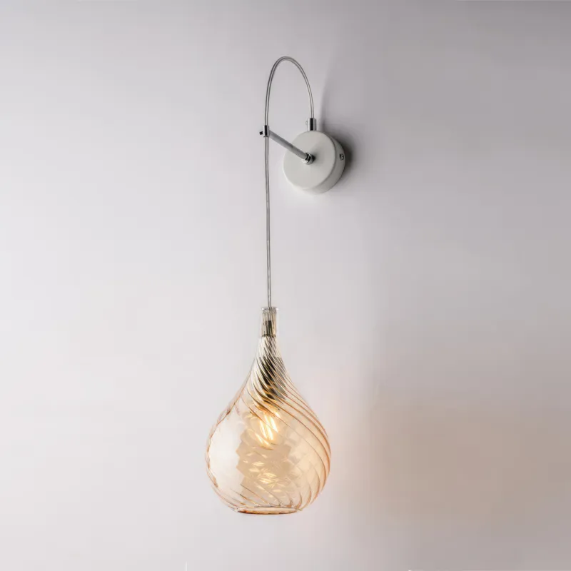 Applique Pluvia in Ferro con Vetro Ambra Pyrex, 60x14x21 cm, Colore Ambra, 1xE14 - 42 Watt Max Bonetti Illumina Compra Online
