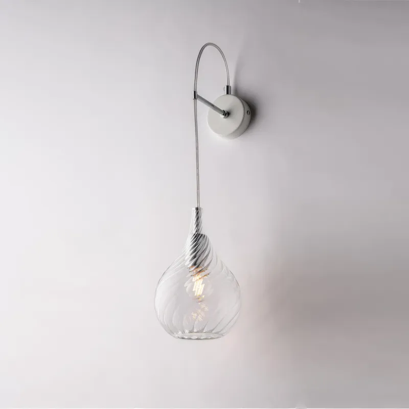Applique Pluvia in Ferro con Vetro Trasparente Pyrex, 60x14x21 cm, Trasparente, 1xE14 - 42 Watt Max Bonetti Illumina Esclusivo