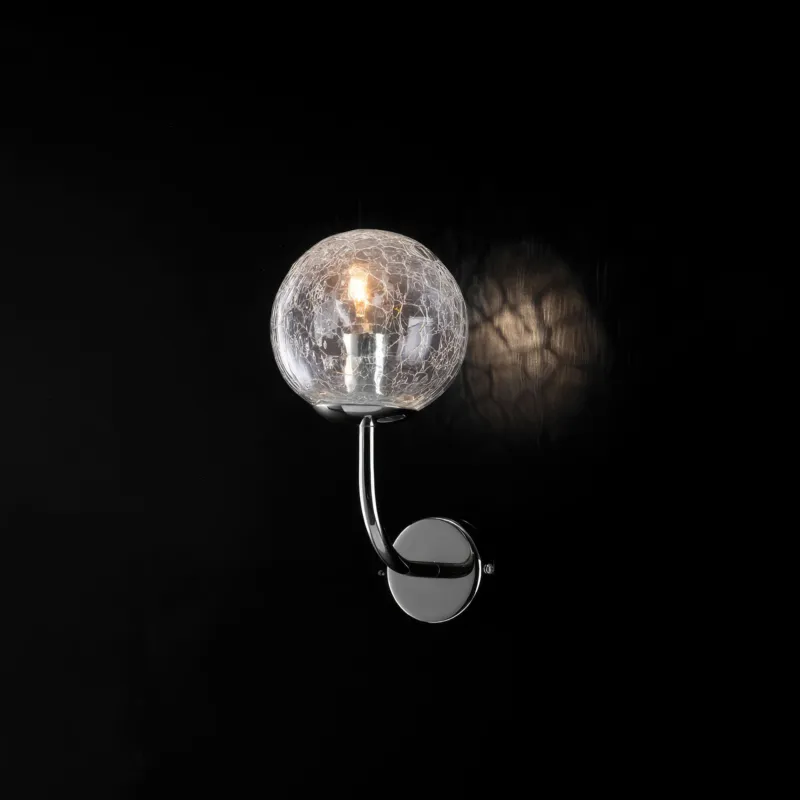 Applique Ikarus in Ferro Cromo Lucido, 14x20xH26 cm, 1xE14 - 42 Watt Max, Cromo Lucido Bonetti Illumina Ordina Subito
