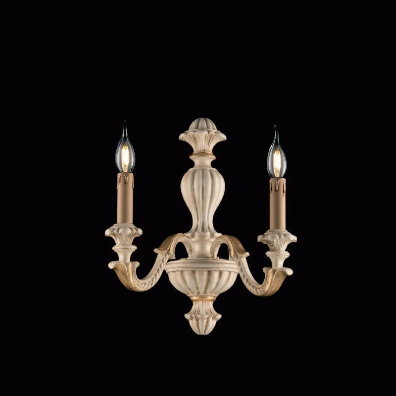 Ordina Subito Applique Leonardo in Legno Avorio e Foglia Oro 29x19xh40 cm, Colore Avorio Foglia Oro Bonetti Illumina