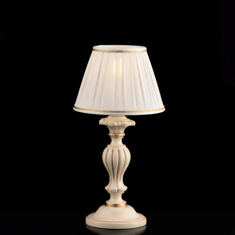 Promozione Esclusiva Lumetto Leonardo in Legno Avorio e Oro 1 Luce con Paralume Ø20xH43 cm, Colore Avorio Foglia Oro, Illuminazione 1xE14 - 42 Watt Max Bonetti Illumina