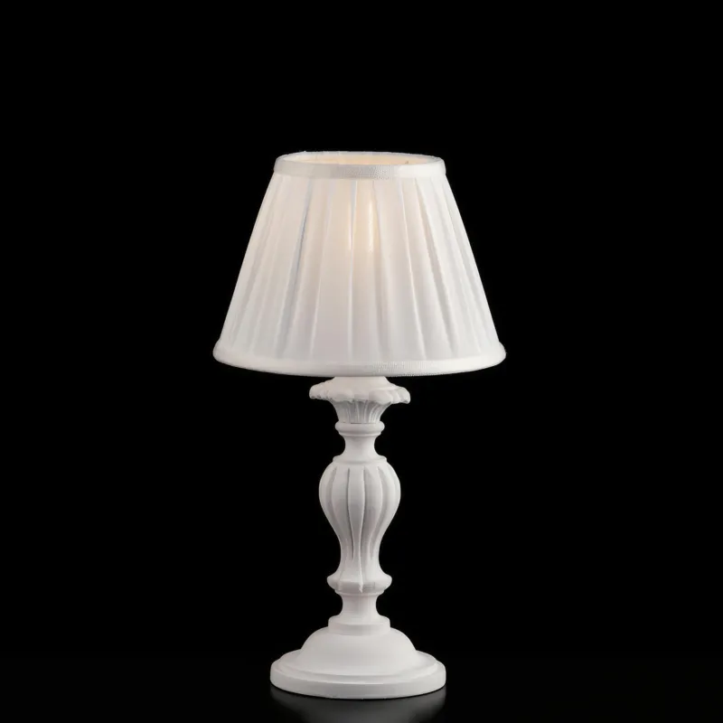 Lumetto Leonardo in Legno Bianco Shabby 43xØ20 cm, 1xE14 - 42 Watt Max, Colore Bianco Shabby Bonetti Illumina Soddisfatti O Rimborsati