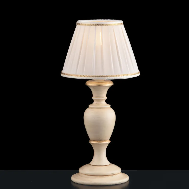 Offerta Lumetto Fiorenza in Legno Avorio e Oro, 20x43 cm, 1xE14 - 42 Watt Max, Avorio Foglia Oro Bonetti Illumina