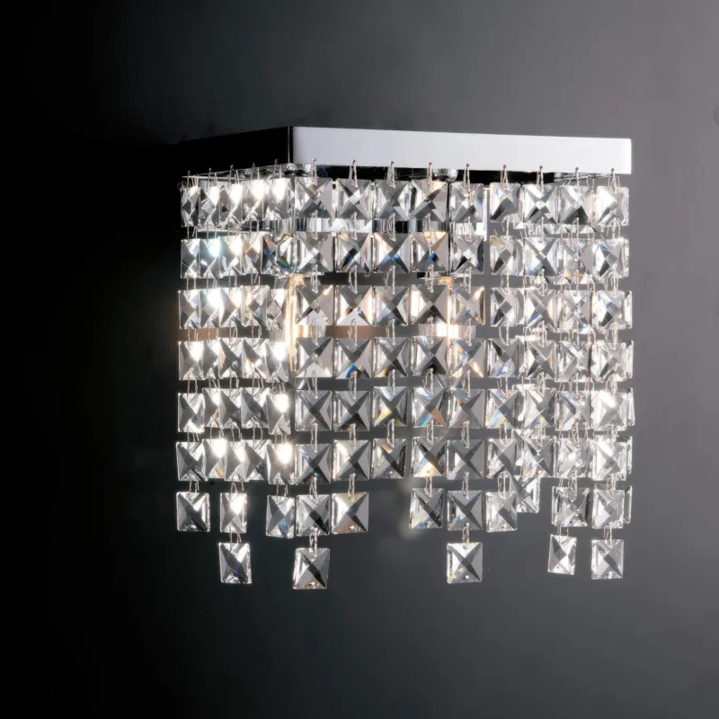 Applique Penelope in Ottone e Ferro Cromato, 25x25xh25 cm, Cromo Lucido, 2xE14 - 42 Watt Max Bonetti Illumina Compra Online
