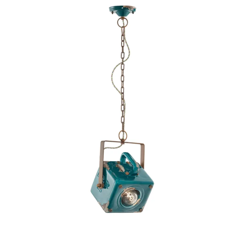 Sospensione da interno a in Ferro e materiale Ceramico URBAN RETRO‘ dimensione 23x16x h 95 cm peso 3,10 kg - Attacco Lampada E 27 Vintage Verde Ferroluce Ultimissimo Modello
