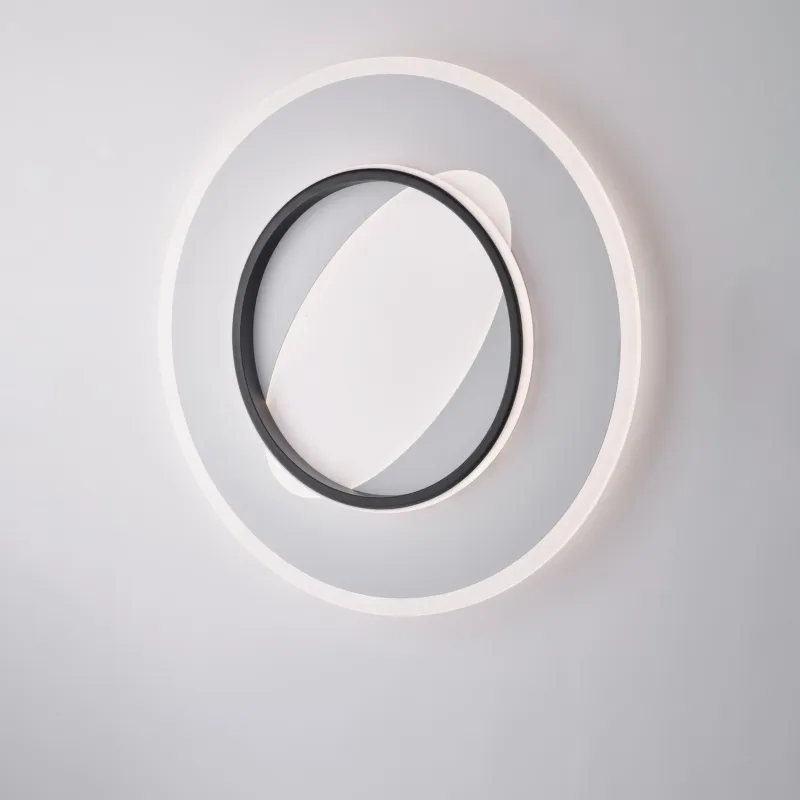 Affare Plafoniera Annie Ø 50 x H.6 cm, Bianco Nero, Metallo e Alluminio Laccato, LED 67W 7300 Lumen CCT con Telecomando Be Light