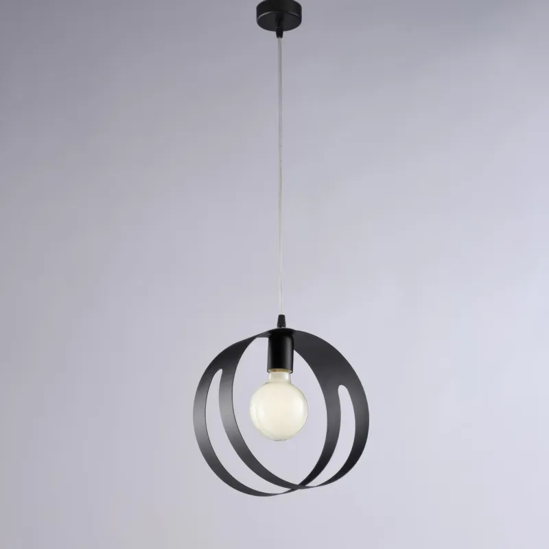 Sospensione Peter Nero in Ferro Laccato con Fascia Laser, 20xH.30-130 cm, 1 X E27 - 55 Watt Max Be Light Popolare