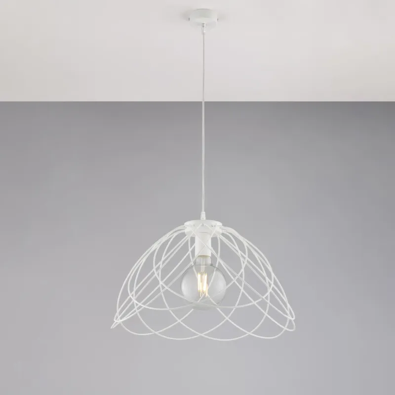 Lampadario Pagoda in Ferro Laccato Bianco con Decorazione Effetto Shabby Chic, H32 - MAX 132 - Ø45 cm, 1 X E27 - 55 Watt Max, Colore Bianco Shabby Be Light Saldi