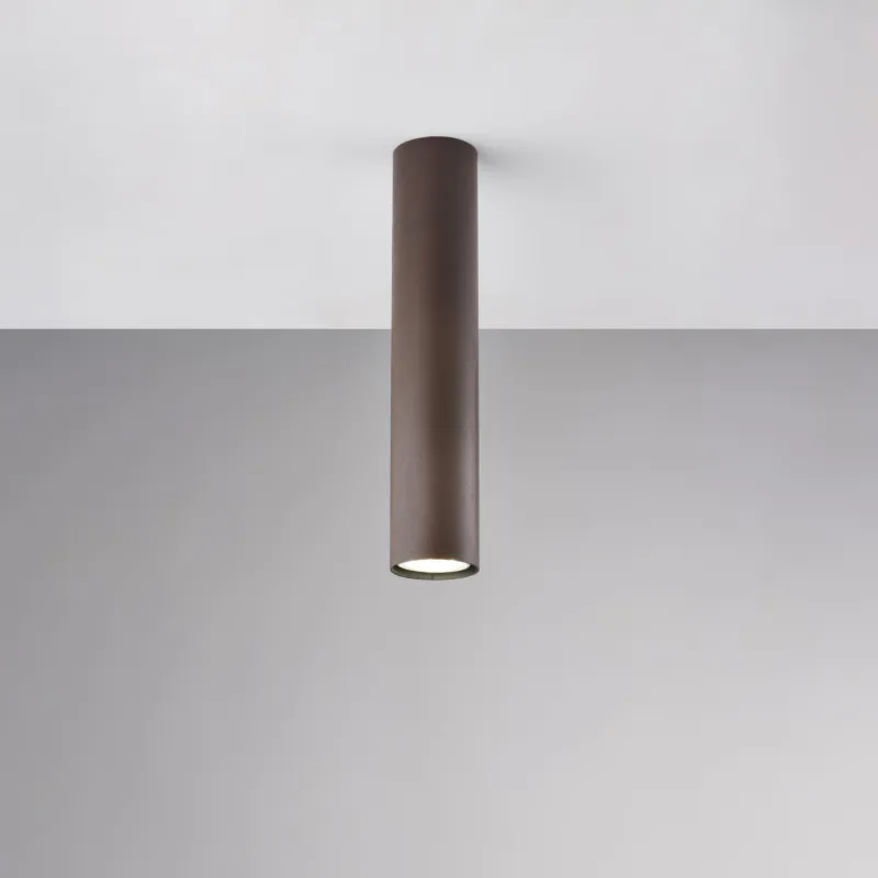 Plafoniera Dag Ø8xH30 cm, colore Ruggine, in Ferro Laccato Nero con Decorazione Effetto Ruggine, Illuminazione 1 X GU10 - 35 Watt Max Be Light Prezzo Basso