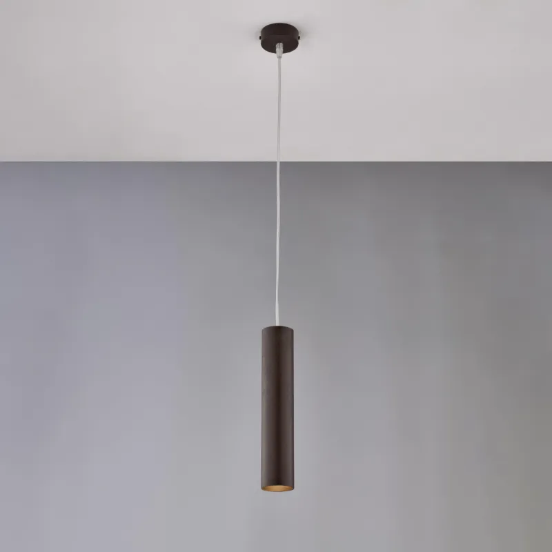Quantità Limitata Sospensione Dag in Ferro Laccato Nero con Effetto Ruggine, H30 - MAX 100 - Ø8 cm, 1 X GU10 - 35 Watt Max, Colore Ruggine Be Light