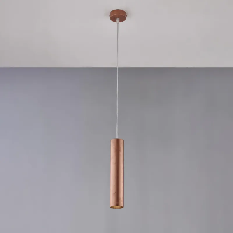 Compra Online Sospensione Dag H.30 - MAX 100 - Ø8 cm, Nero con Decorazione Rame Antico, Ferro Laccato, 1 X GU10 - 35 Watt Max Be Light