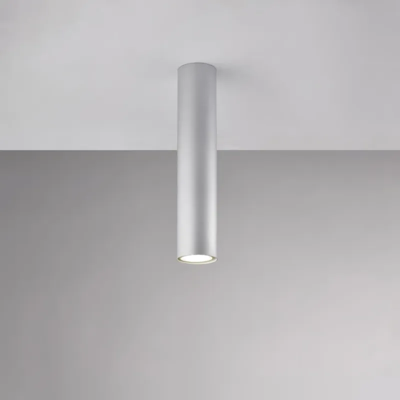 Prezzo Ridotto Plafoniera in Ferro Laccato Bianco Dag Ø8xH30 cm, Colore Argento, 1 X GU10 - 35 Watt Max Be Light