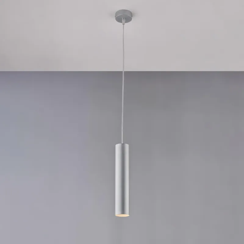 Sospensione Dag in Ferro Laccato Bianco Ø8xH30-100 cm, Argento, 1 Luce GU10 - 35 Watt Max Be Light Direttamente Dal Produttore