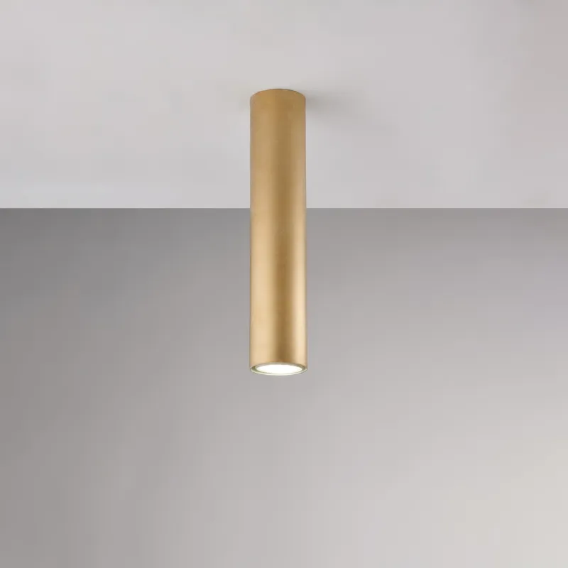 Sconto Plafoniera Dag Ø8xH30 cm, Oro, Ferro Laccato Bianco con Decorazione Oro Antico Be Light