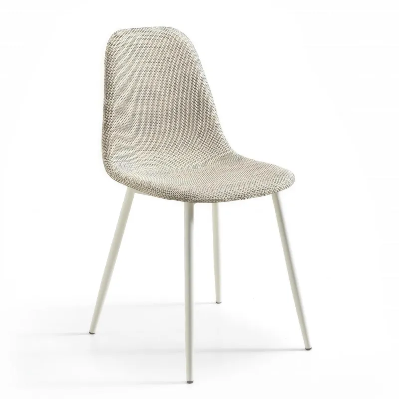 Professionale Sedia in Similrattan Martina Kitchen & Living 43x38xH86,5 cm, Seduta Beige - Schienale Beige - Gambe Bianco, Materiale Similrattan e Metallo Stones Srl