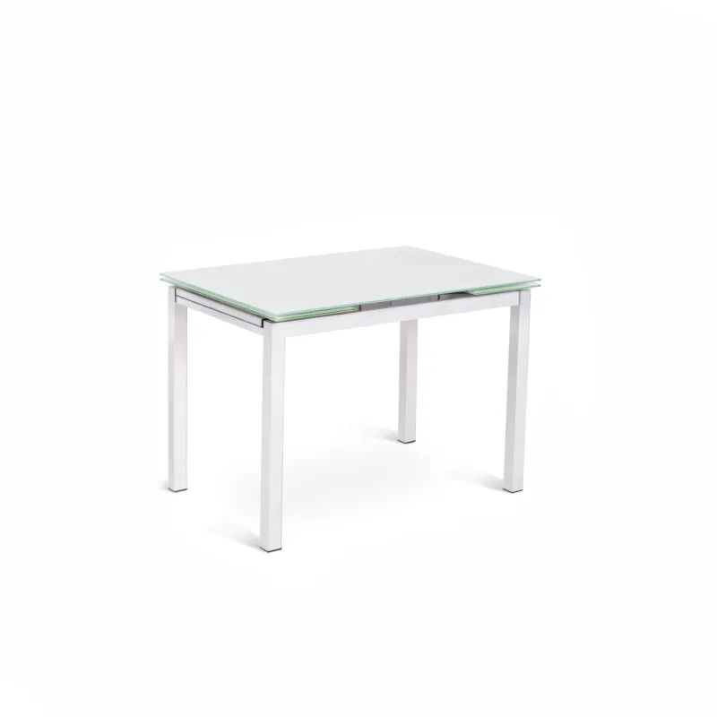 A Buon Prezzo Tavolo Allungabile Baud Kitchen & Living 80x130 200xH75 cm, Bianco, Vetro Temperato e Metallo Stones Srl