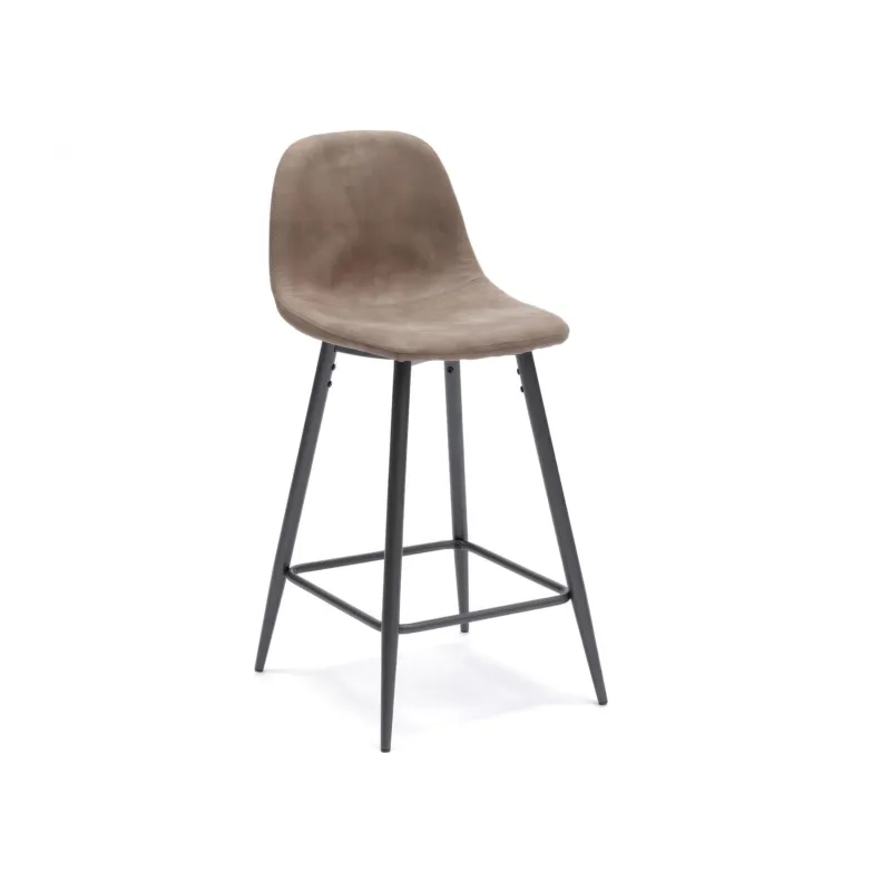 Affare Sgabello Brigitte Kitchen & Living 42x52xH93 cm, Seduta e Schienale Tortora Vintage, Gambe Antracite Vintage, Materiale Similpelle e Metallo Stones Srl