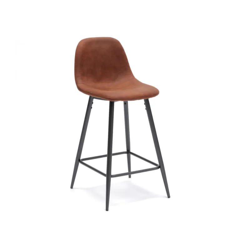 Sgabello in similpelle Brigitte Kitchen & Living 42x52xH93 cm, Seduta marrone, Schienale marrone, Gambe antracite, Materiale Similpelle e Metallo Stones Srl Prezzo Basso