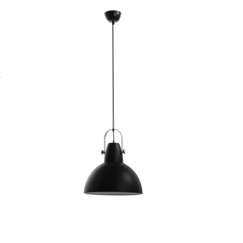 Offerta Speciale Lampada a Sospensione Kande Design Twist 38x38xH165 cm, Paralume Nero Opaco, Cavo Grigio, Rosone Nero Opaco, Materiali Metallo e Acciaio Stones Srl