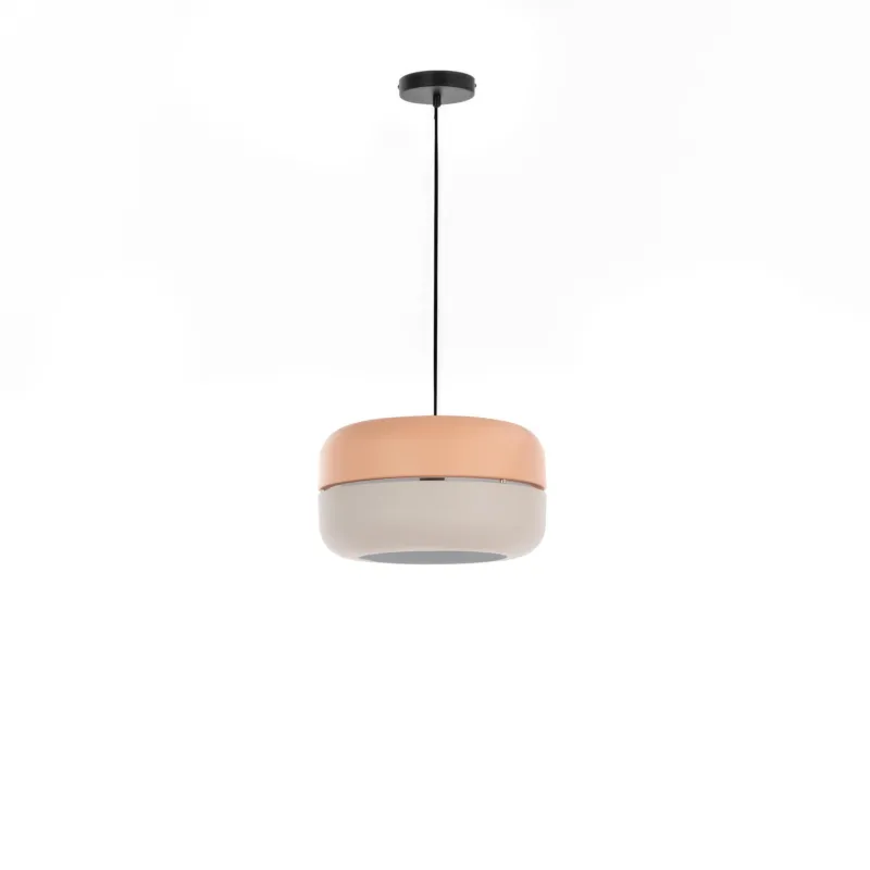 Lampada a Sospensione Idra Design Twist 35x35xH150 cm, Paralume Rosa e Grigio, Cavo e Rosone Nero, Materiale Metallo Stones Srl Miglior Prezzo