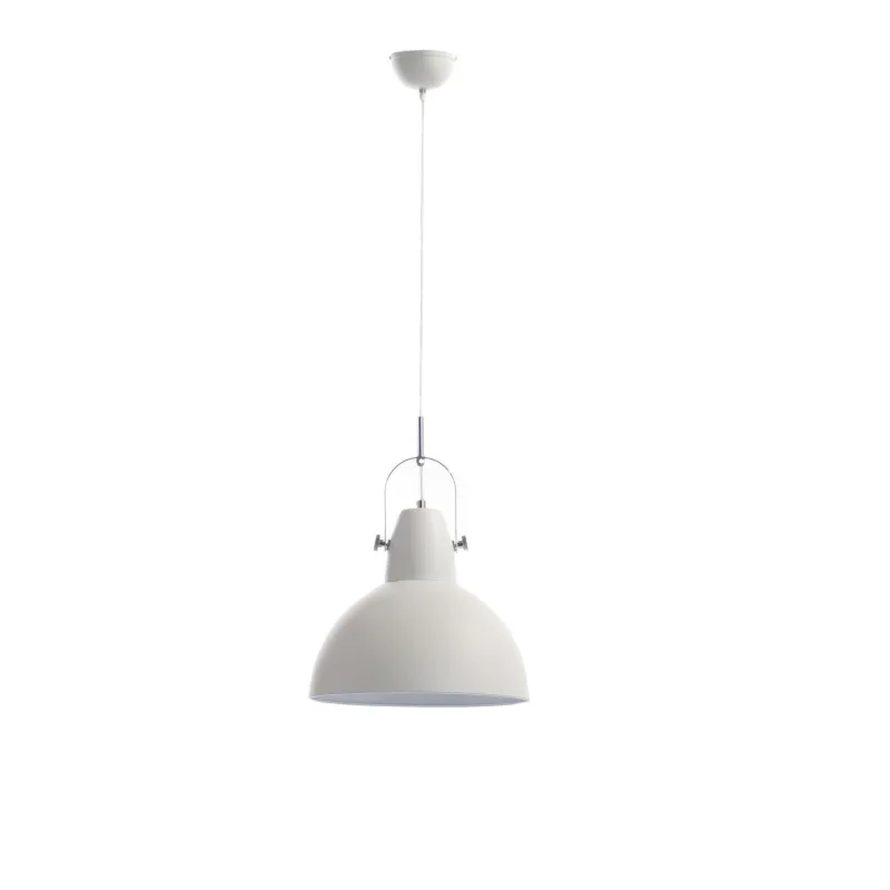 Lampada a Sospensione Kande Design Twist 38x38xH165 cm, Paralume Bianco Opaco, Cavo Grigio, Rosone Bianco Opaco, Materiali Metallo e Acciaio Stones Srl Promo Stagionale