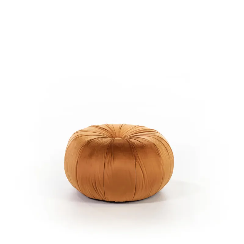 Pouf Kaia Design twist 48x48xH30 cm, Rivestimento arancione, Materiale velluto Stones Srl Super Prezzo