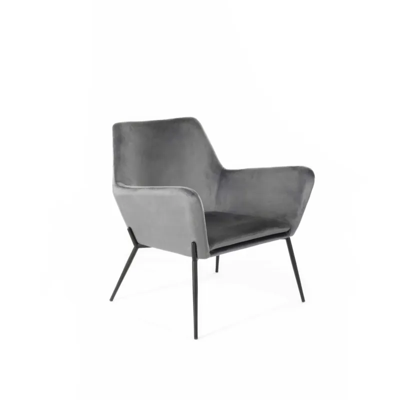 Compra Oggi Stesso Poltrona in Velluto Gin Madie e Complementi d‘arredo E5 70x71,5xh79 cm, Rivestimento Antracite, Base Nero, Struttura Metallo Stones Srl