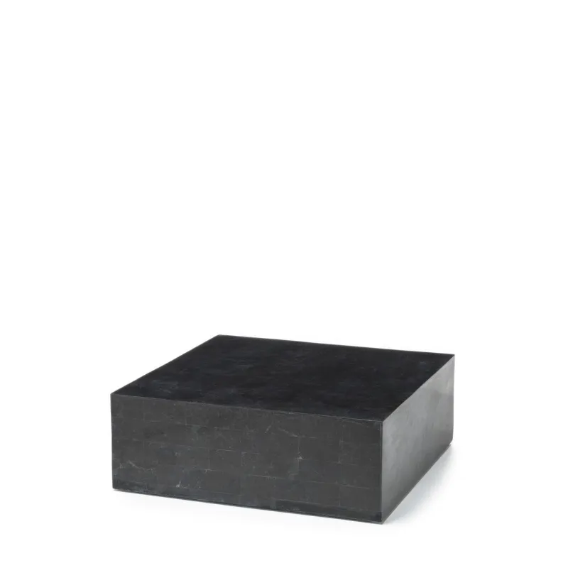 Saldi Tavolino Nanay Stone Decor E5, 80x80xH28 cm, Finitura Nero, Base in Pietra Fossile Black Stone Stones Srl