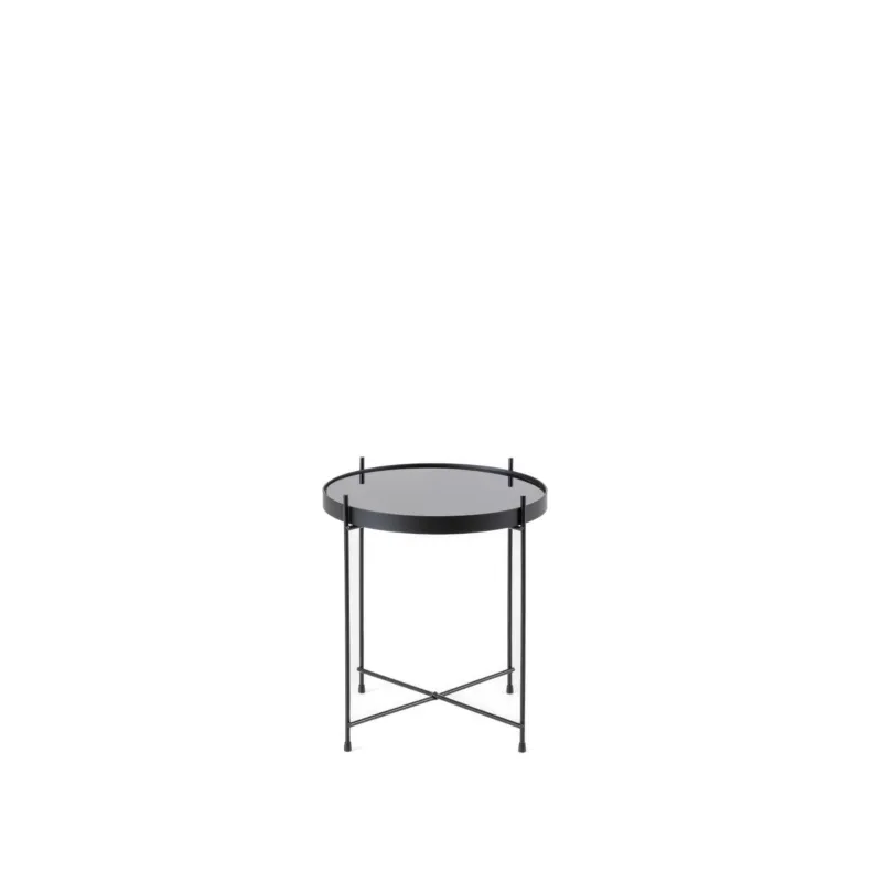Sconto Tavolino Marissa Design twist 38x38x43h, Top nero, Base nero, Top Vetro temperato, Base Metallo Stones Srl