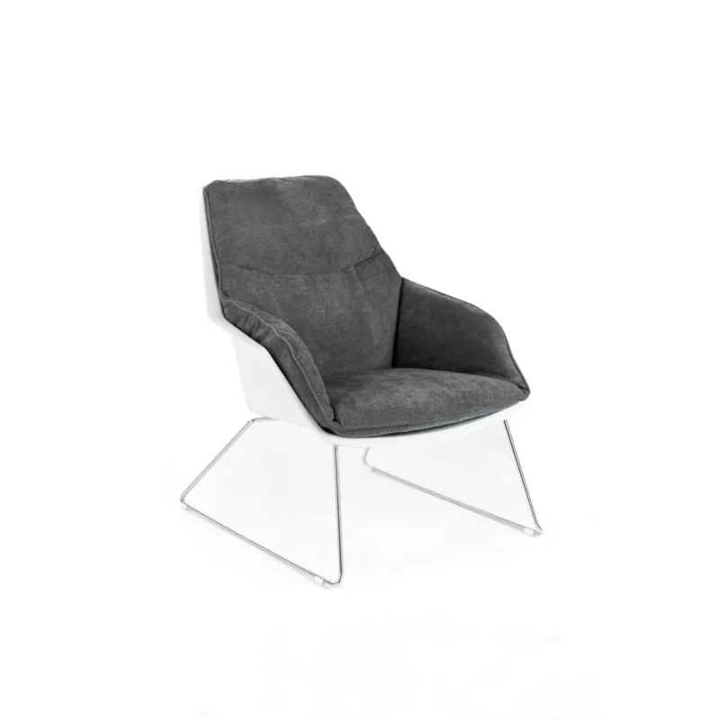 Poltrona Imbottita con struttura in Polipropilene e base in metallo circolare MOD GRACE dimensioni 74x85,5x h 86cm - peso 11,5 kg seduta sfoderabile e lavabile Grigio Scuro Stones Srl Promozione