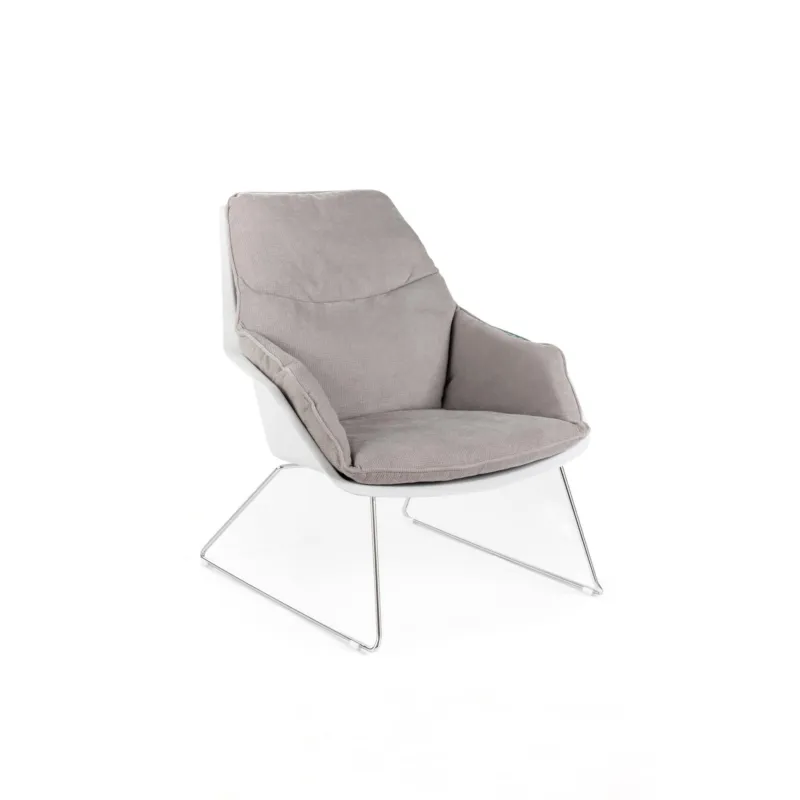 Poltrona Imbottita con struttura in Polipropilene e base in metallo circolare MOD GRACE dimensioni 74x85,5x h 86cm - peso 11,5 kg seduta sfoderabile e lavabile Grigio Chiaro Stones Srl Direttamente Dal Produttore