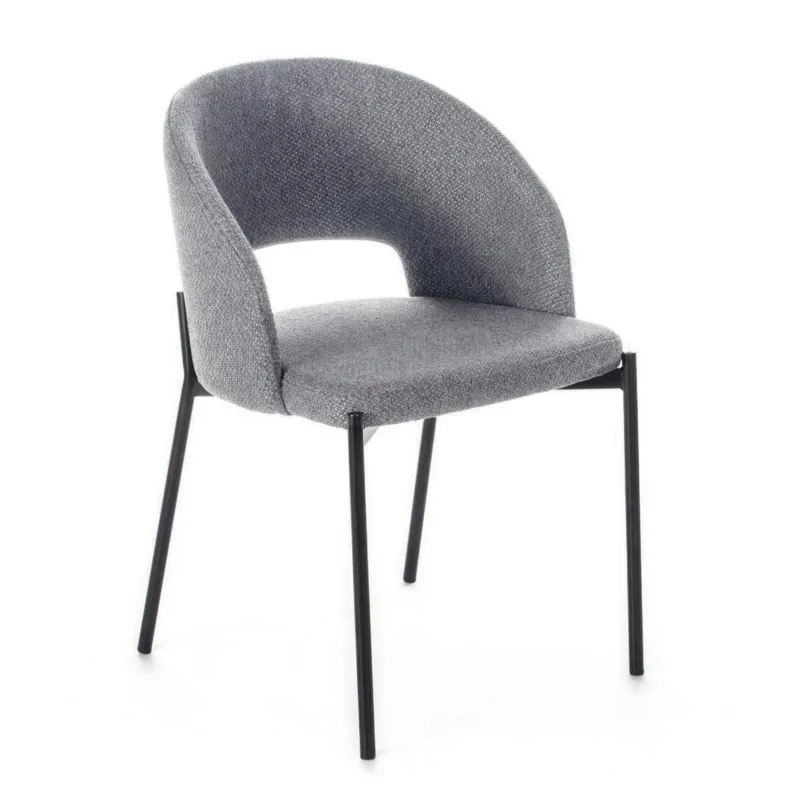 Must-Have Sedia di tessuto imbottito, la quale presenta uno schienale circolare MOD GRETA dimensioni 52x55,5x h 78,8 cm - peso 3,5 kg schienale e seduta colore Grigio Chiaro Stones Srl