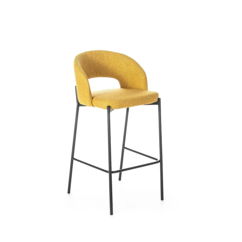 Sgabello in tessuto imbottito, la quale presenta uno schienale circolare dimensioni 52x50x h 89cm - peso 3,75 kg schienale e seduta colore Giallo Stones Srl Vendita Finale