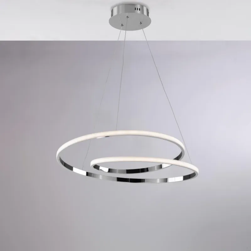 Sospensione in metallo e alluminio bianco con led integrato e cavi elettrici regolabili MALENA Diametro 50x h 11-MAX 115 cm Colore Cromo Be Light Acquista Ora