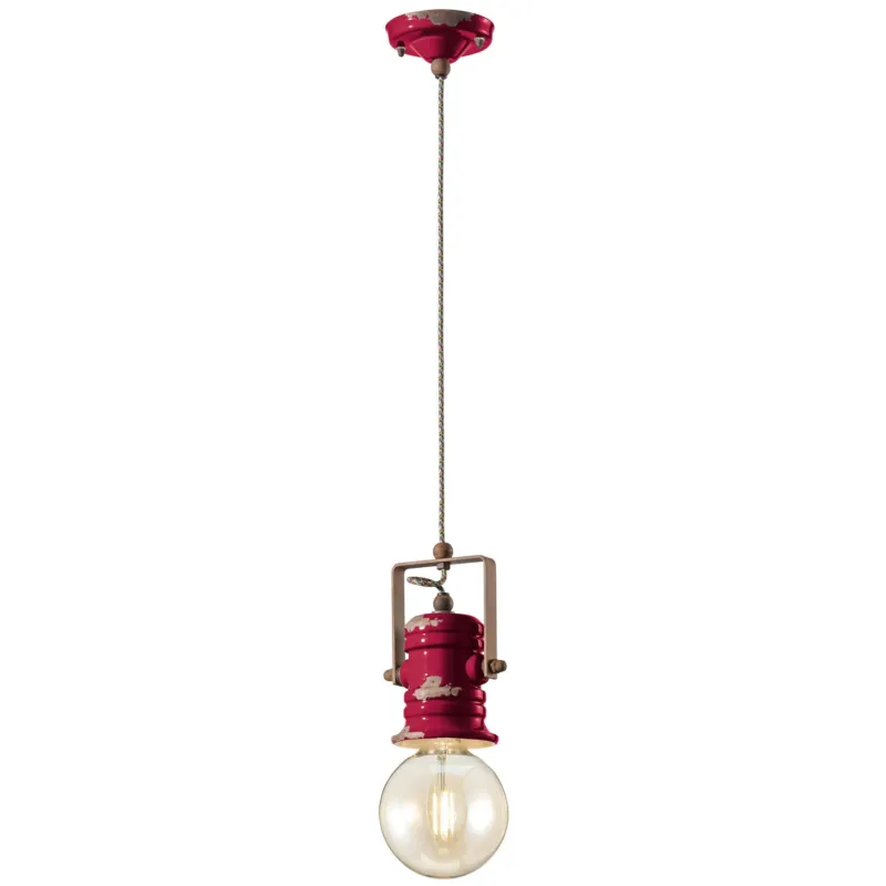 Sospensione da interno a Una luce in materiale Ceramico URBAN RETRO‘ dimensione 13x h 19 cm peso 1,24 kg - Attacco Lampada E 27 Bordeaux Ferroluce Compra Online